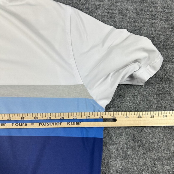 Peter Millar Polo Shirt Mens Large White Blue Summer Comfort Golf Bridgestone - Picture 8 of 9